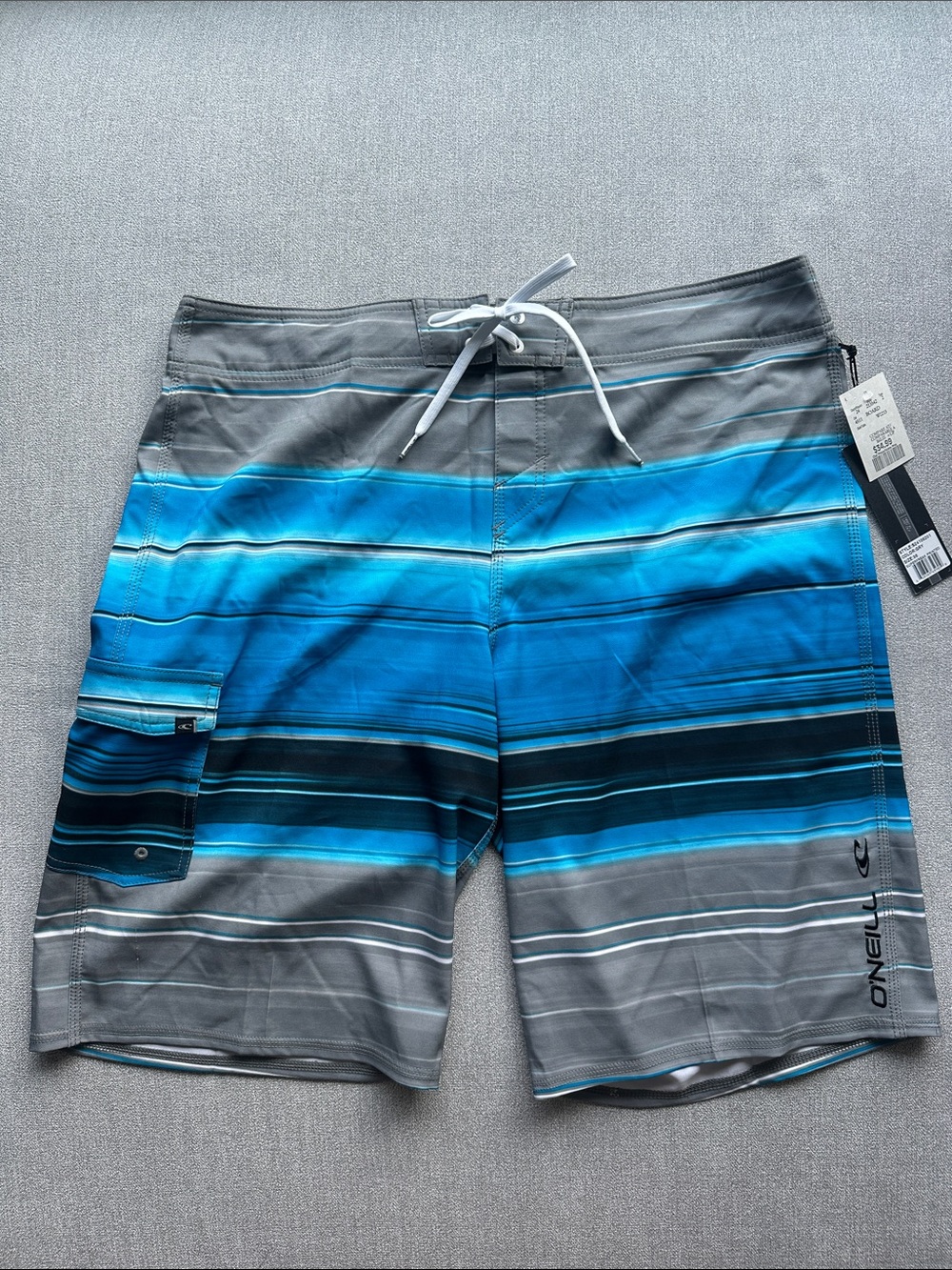 NWT O'Neill Men's Blue & Gray Striped Boardshorts